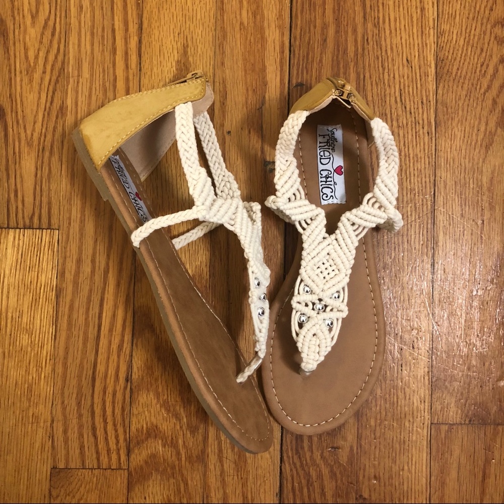 White crochet sandals